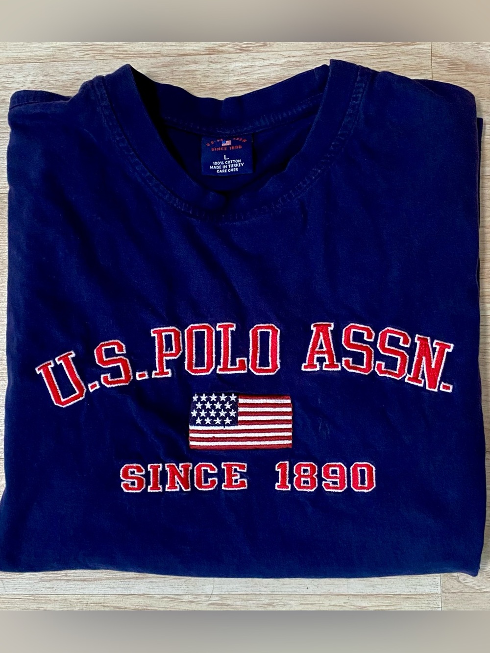 U.S. Polo Assn. T-Shirt Men’s Large Blue 100% Cotton Long Sleeve Embroidered Tee